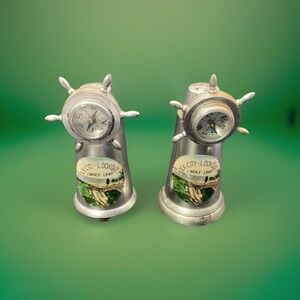 Vintage Rock City Lookout Lover's Leap Compass Ship Wheel Salt & Pepper Shakers